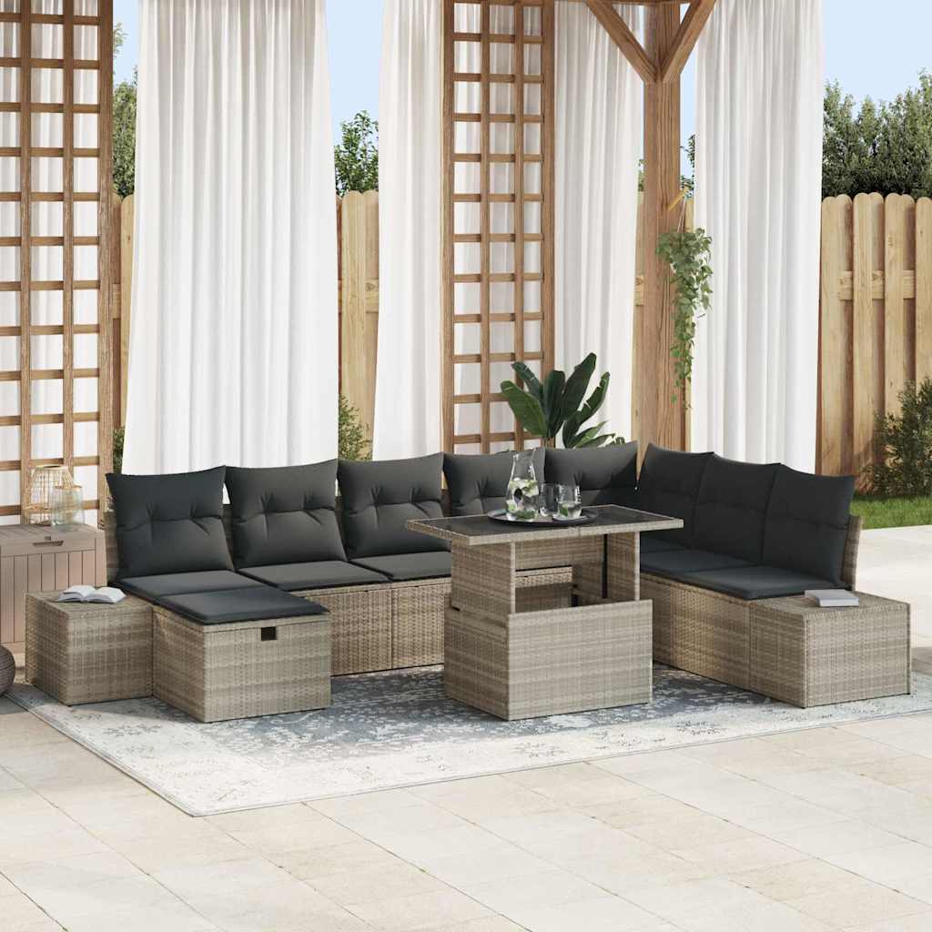 Garten-Sofa-Set 11 pcs Hellgrau Poly Rattan